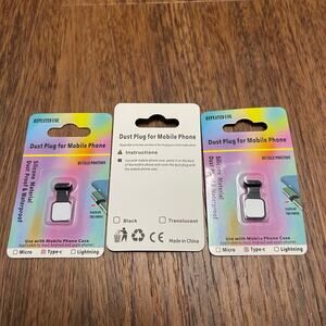 Dust Plug designed to protect mobile devices charging ports-3 piece brand new